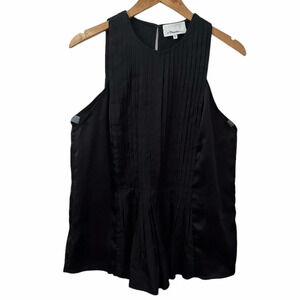 3.1 PHILLIP LIM pleated black tank blouse women size 10